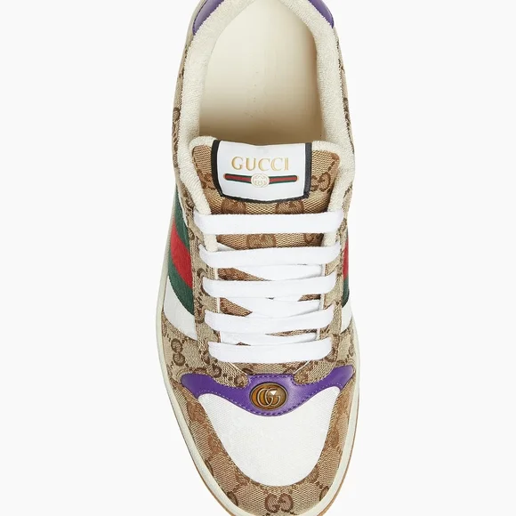Gucci GG Supreme Web Stripe Leather & Monogram Sneaker - Beige/White/Green/Red - Picture 8 of 8